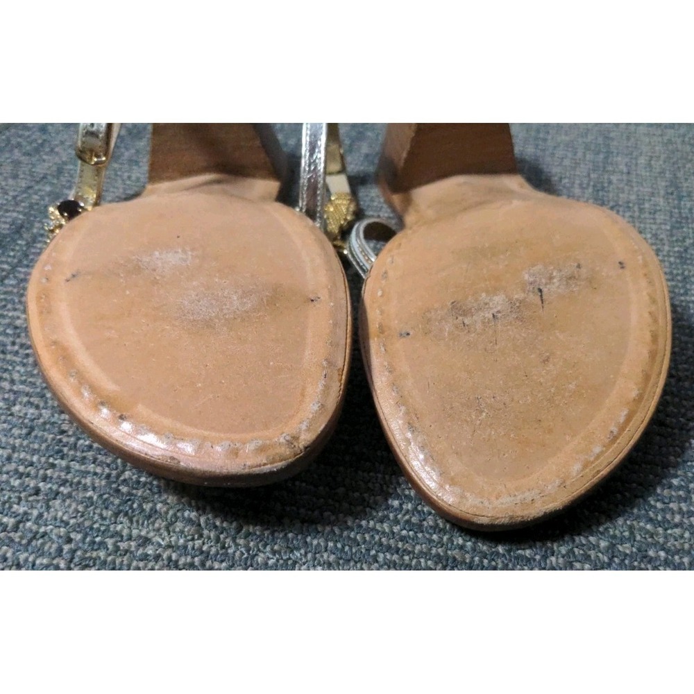 Ragozzino Shoes Capri Rhinestone Caged Heel Gold Leather Sandals Women 37 Italy - Picture 12 of 13
